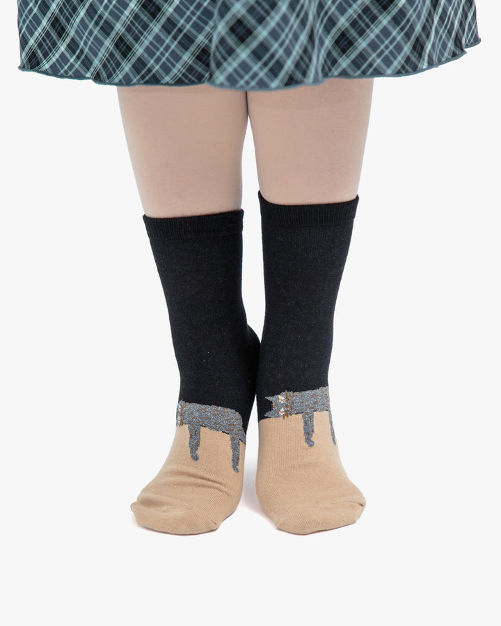 Bisque, CDF Etendue, Lazy Cat Socks, Black