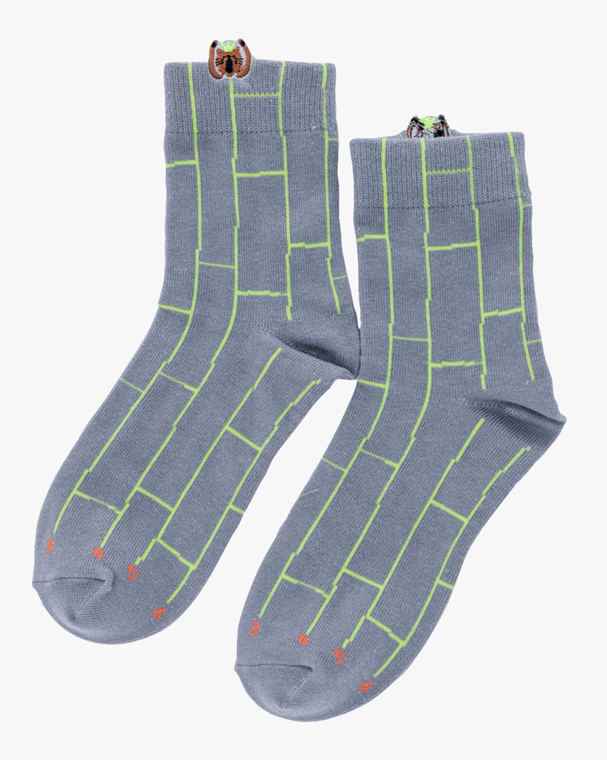 Bisque, CDF Etendue, Grey and Green Amidakuji Cat Sock
