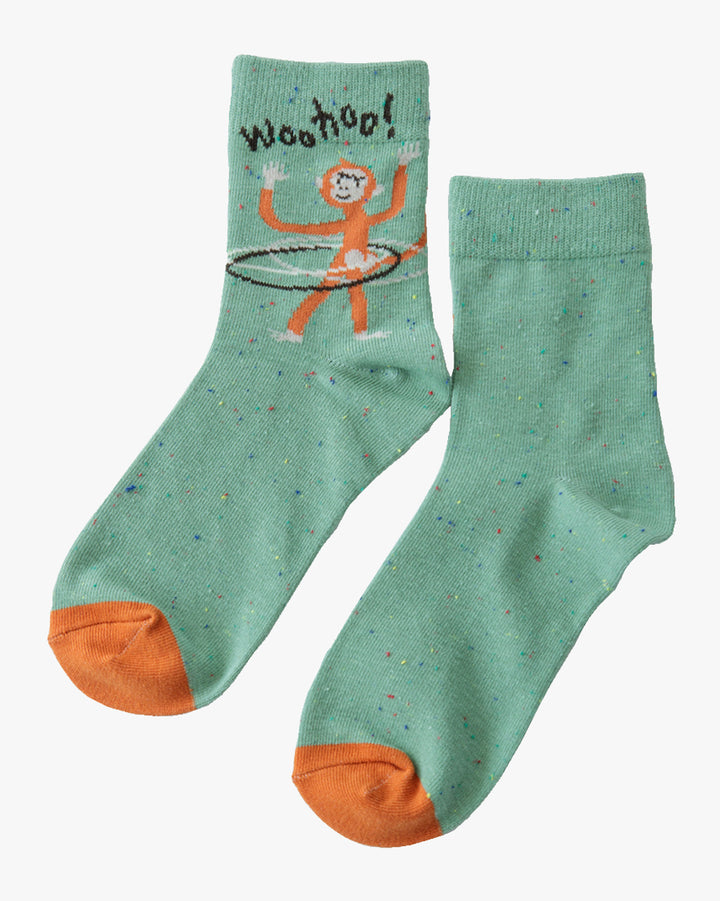 Bisque, CDF Etendue, Mint Green Hula Hoop Monkey Sock