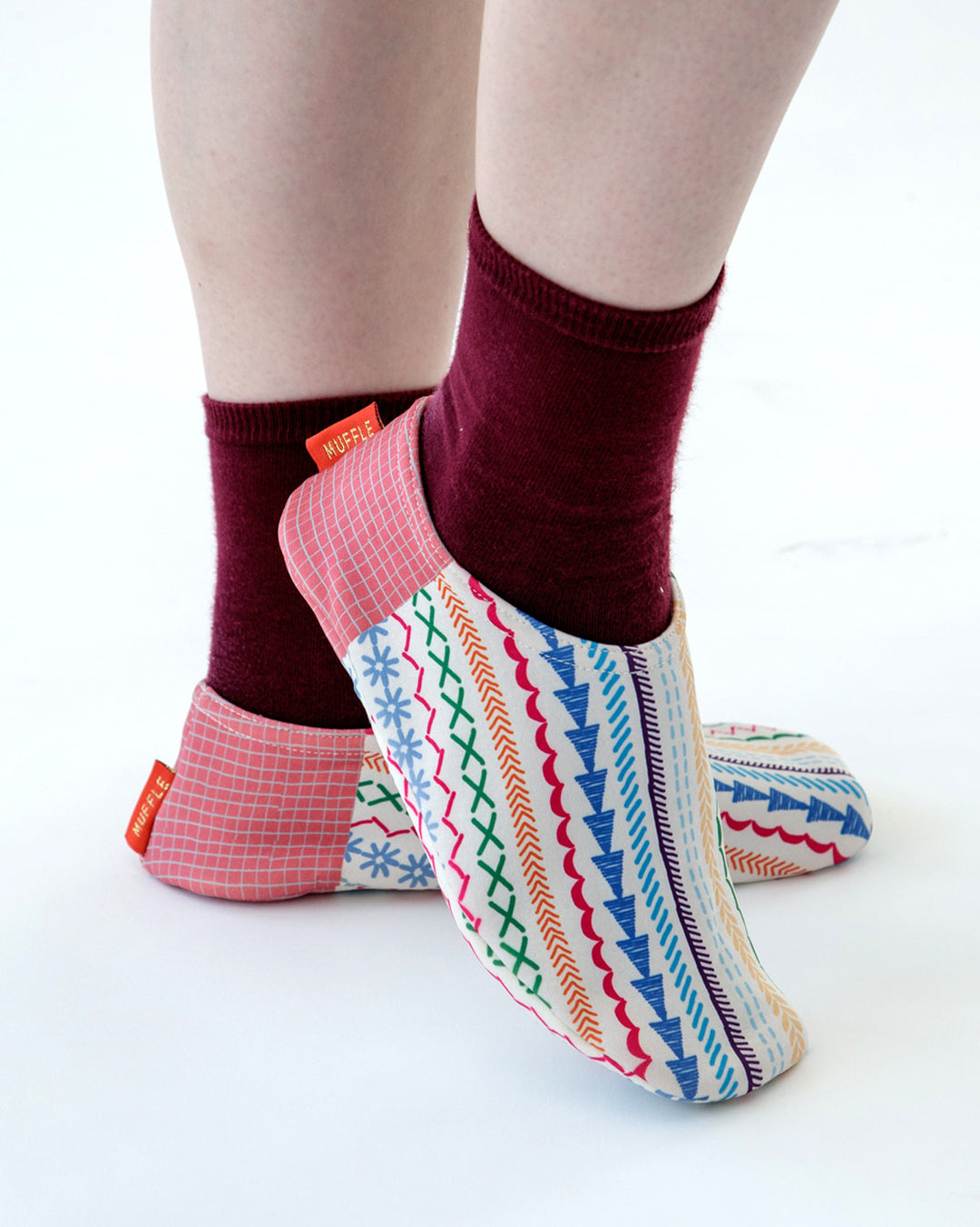 Bisque, CDF Etendue, Muffle Cover Socks, Yellow with Geometric Pattern