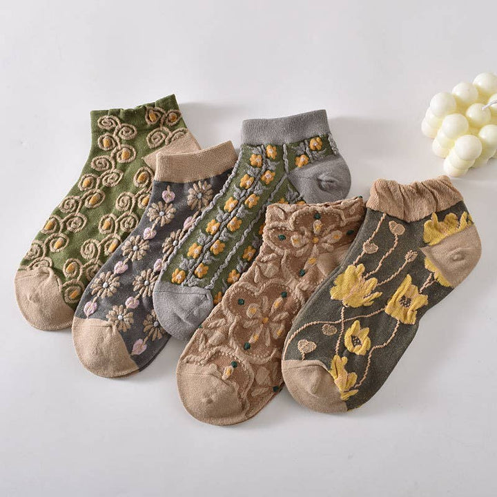 Tourtiwi, Ankle Socks, Embossed Retro Floral