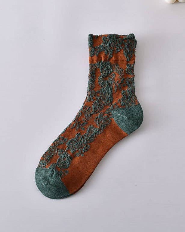 Tourtiwi, Tube Socks, Retro Embossed Three-Dimensional Pattern