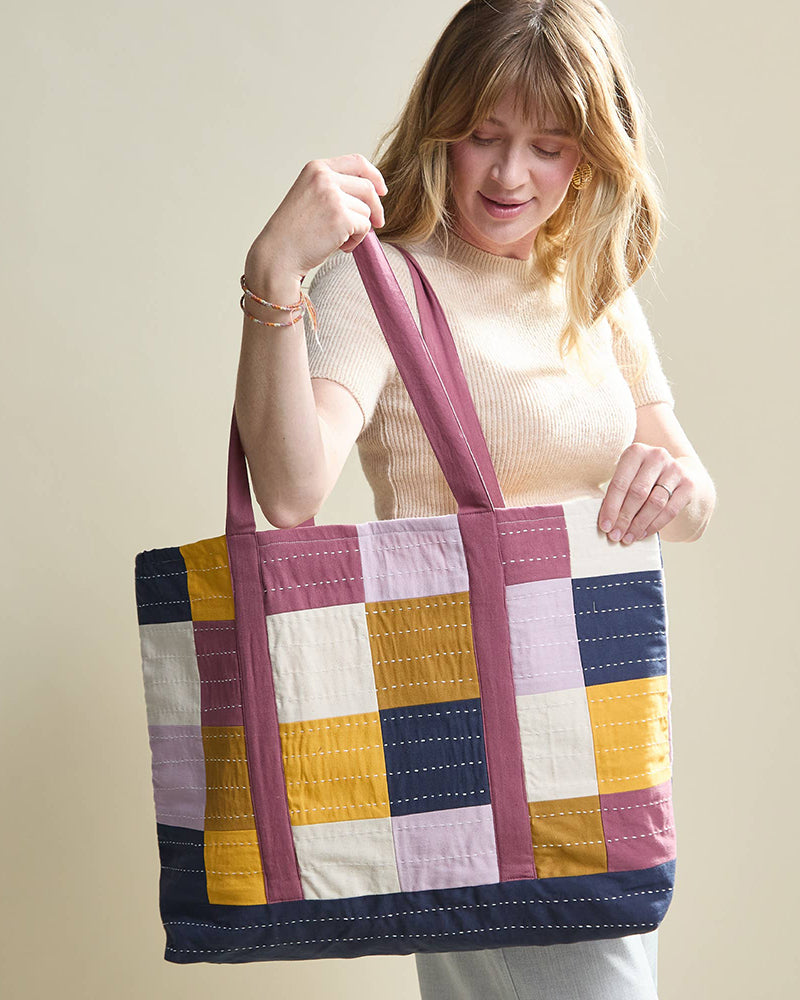 Anchal Checkered Canvas Tote Bag – Kiriko Made