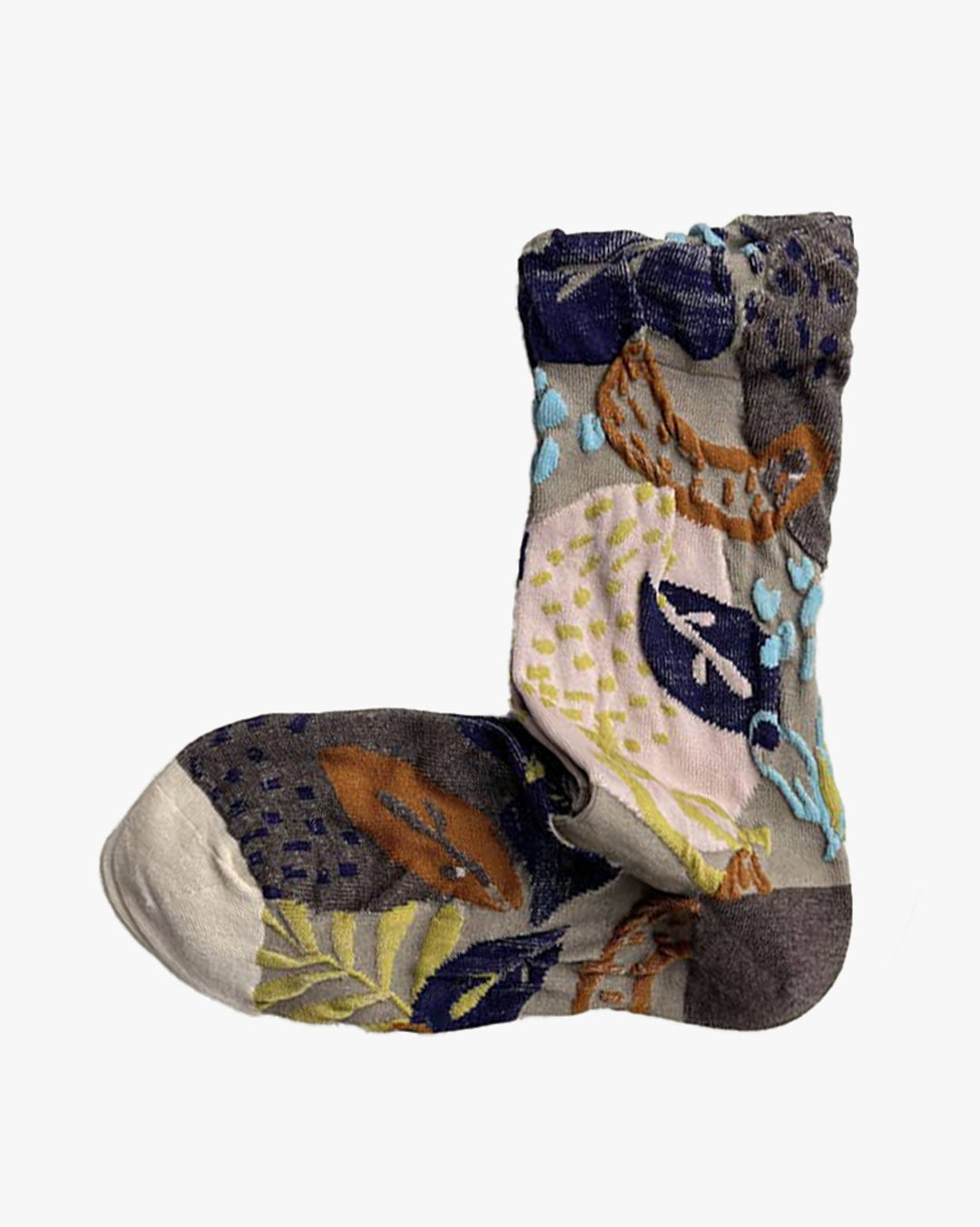 Tourtiwi, Crew Socks, Embossed Abstract Botanical