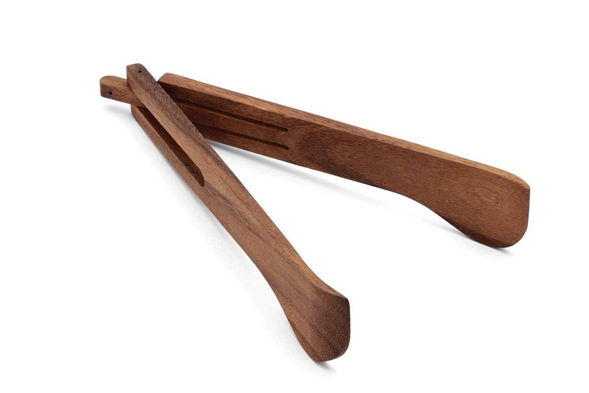 Ironwood Spring Salad Tongs, Acacia, 2.25" x 2.25" x 12"