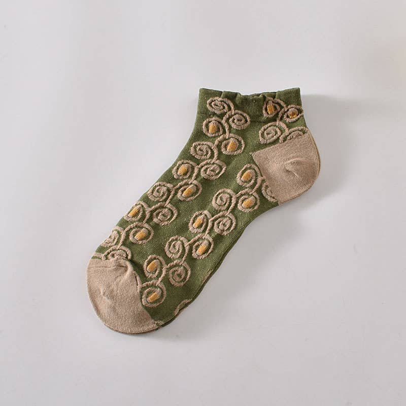 Tourtiwi, Ankle Socks, Embossed Retro Floral