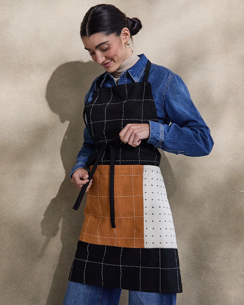 Anchal, Charcoal Organic Cotton Bib Apron