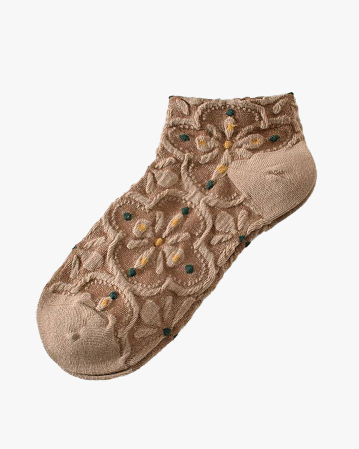 Tourtiwi, Ankle Socks, Embossed Retro Floral