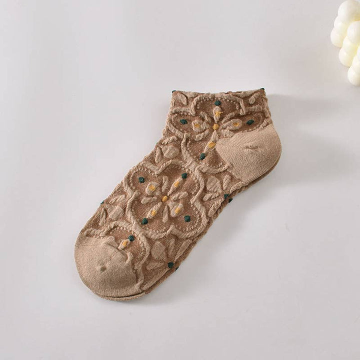 Tourtiwi, Ankle Socks, Embossed Retro Floral