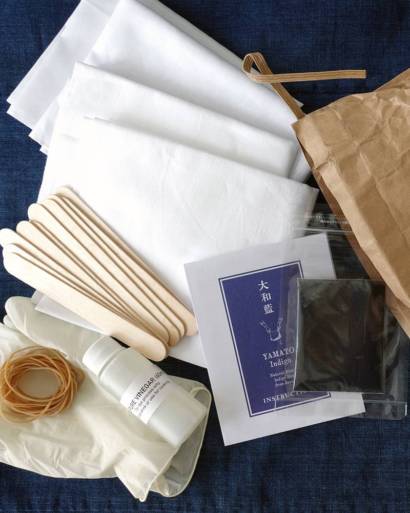 Curious Corners, Yamato Indigo Shibori Kit (Bandana + Tenugui)