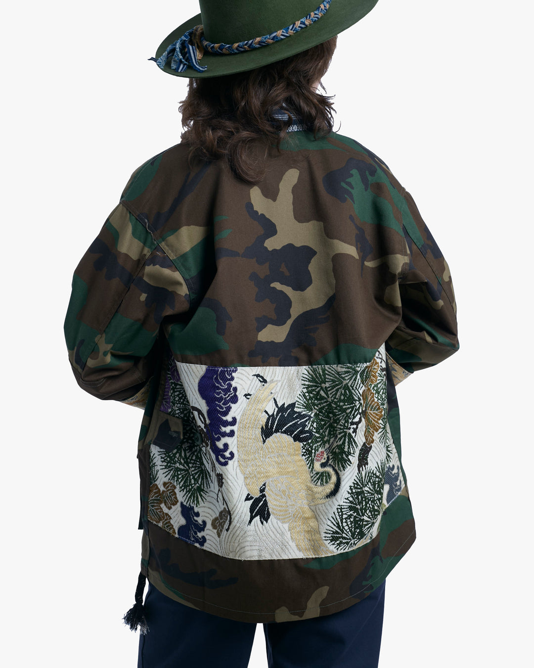 Kiriko Custom Military Jacket, Camo Patched, Blue Trim