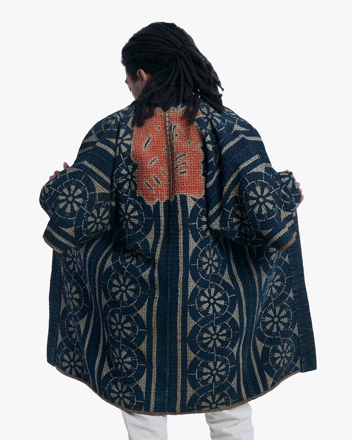 Vintage Hikeshi Robe with Gloves, Fully Sashiko-Stitched, Ichi