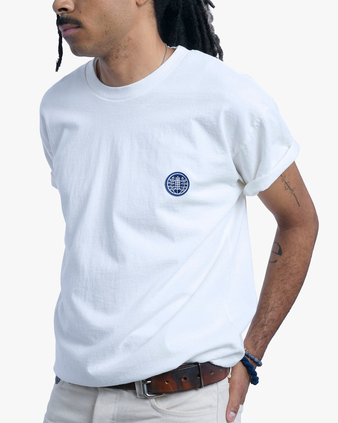 Kiriko Original Tee, 8 oz Cotton, White with Jacquard Asanoha