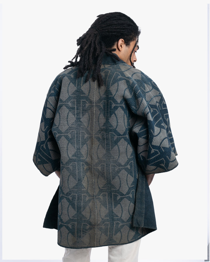 Vintage Hikeshi Robe, Fully Sashiko-Stitched, Indigo