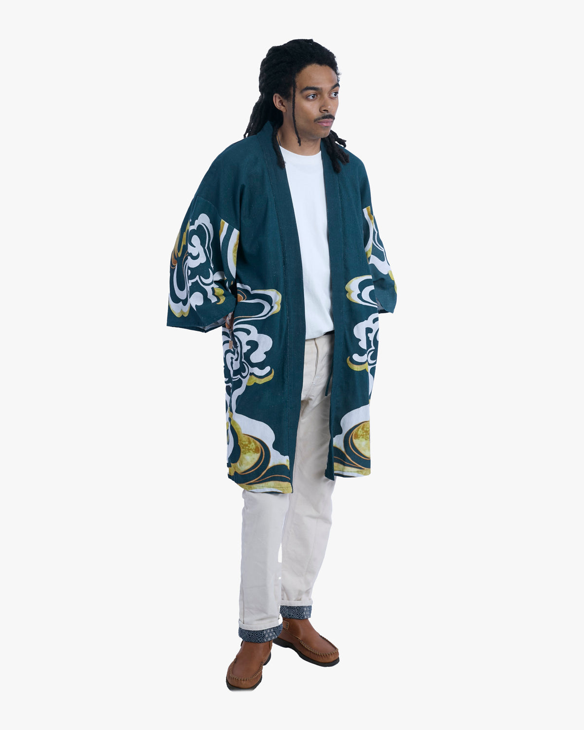 Wa-Modern, Long Haori Robe, Green