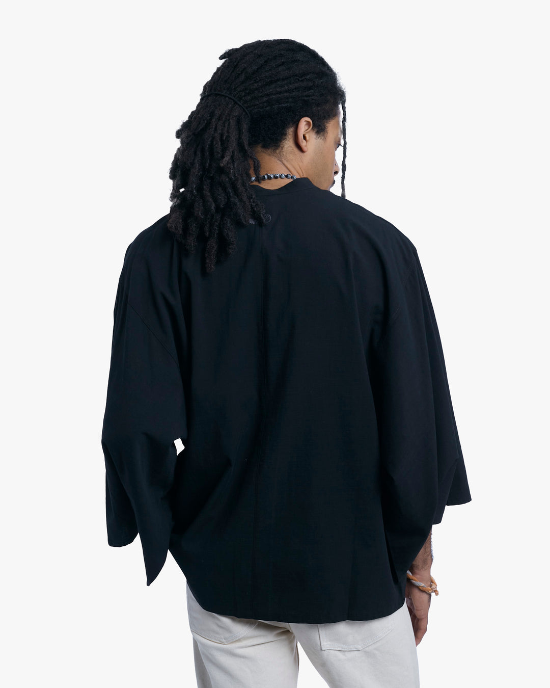 Wa-Modern, Long Sleeve Button Up Tunic, Embroidered, Black