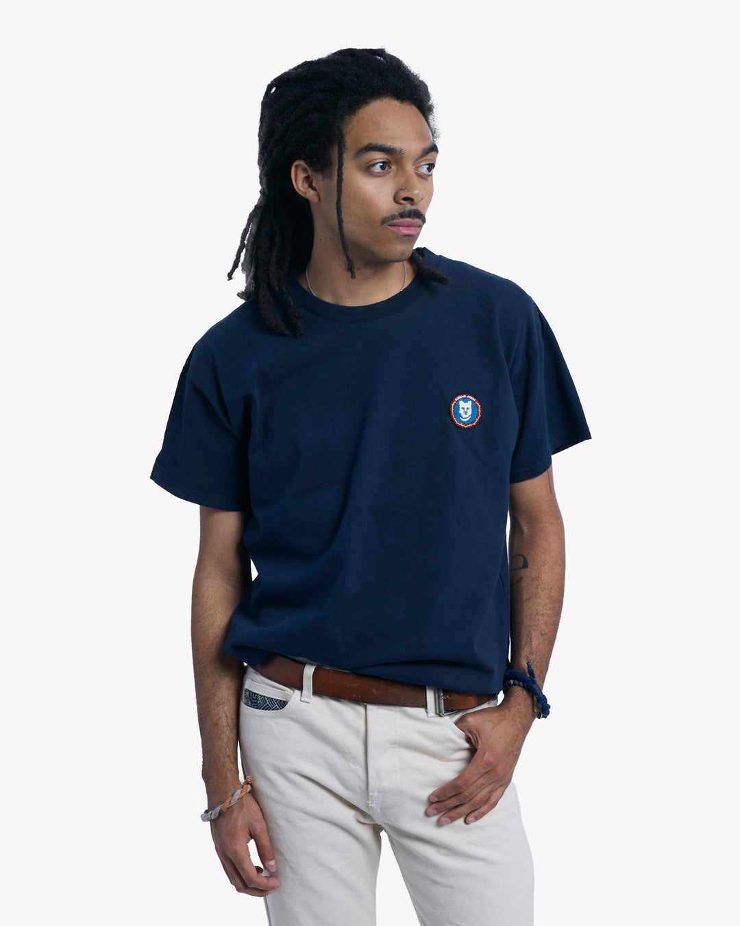 Kiriko Original Tee, 8 oz Cotton, Navy with Jacquard Asanoha