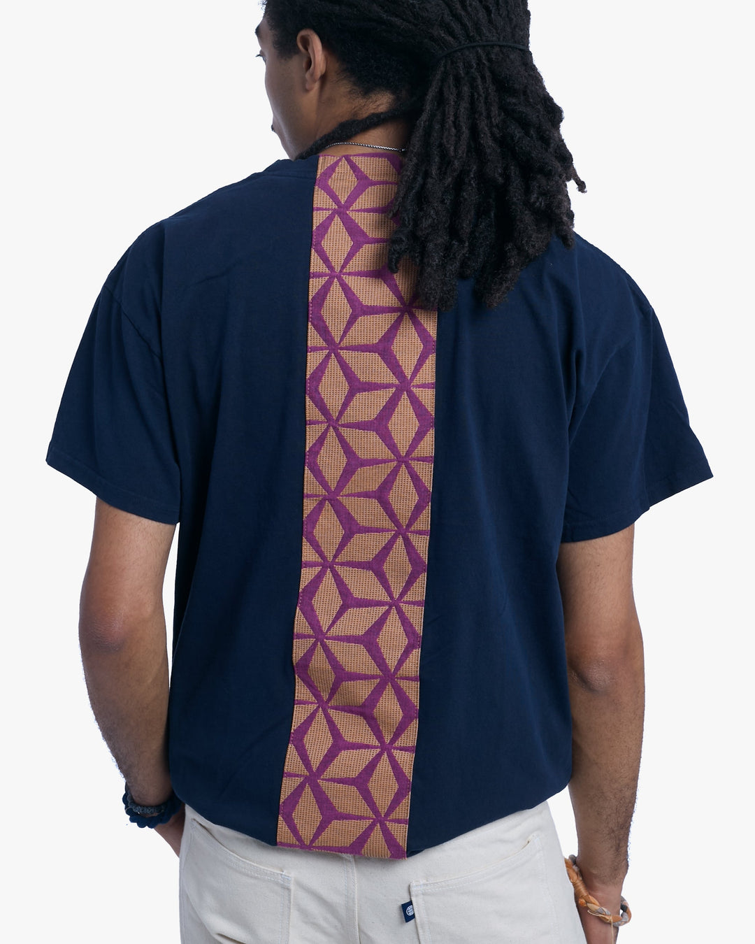 Kiriko Original Tee, 8 oz Cotton, Navy with Jacquard Asanoha