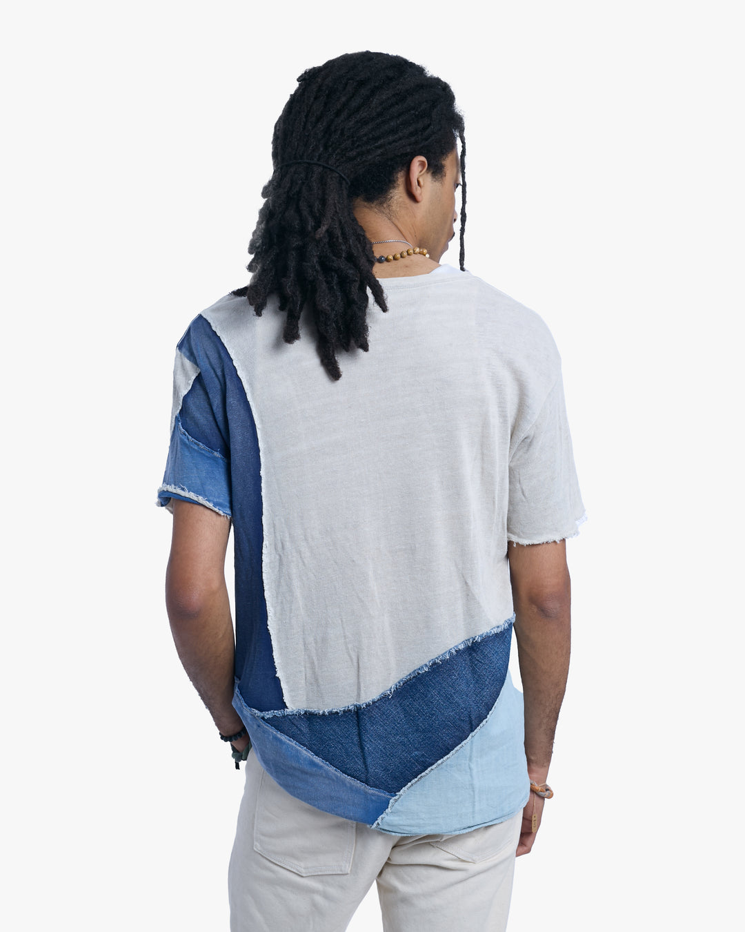 Japanese Repro Short Sleeve Shirt, Kapital, L, White with Blue Patch