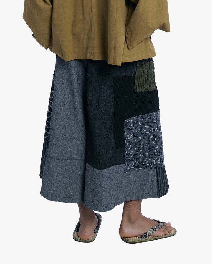 Kiriko Custom Wide Leg Pants, Black and Charcoal Patched, Ver 2
