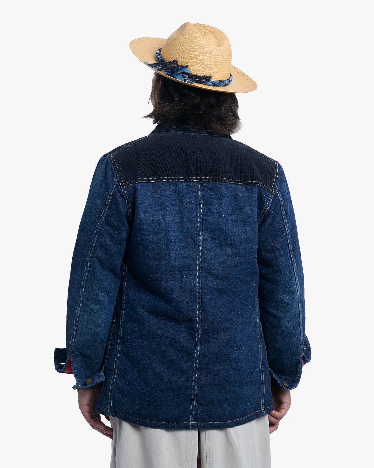 Japanese Repro Jacket, Blue Blue, Size 2, Black Cord Dark Wash Denim Mix