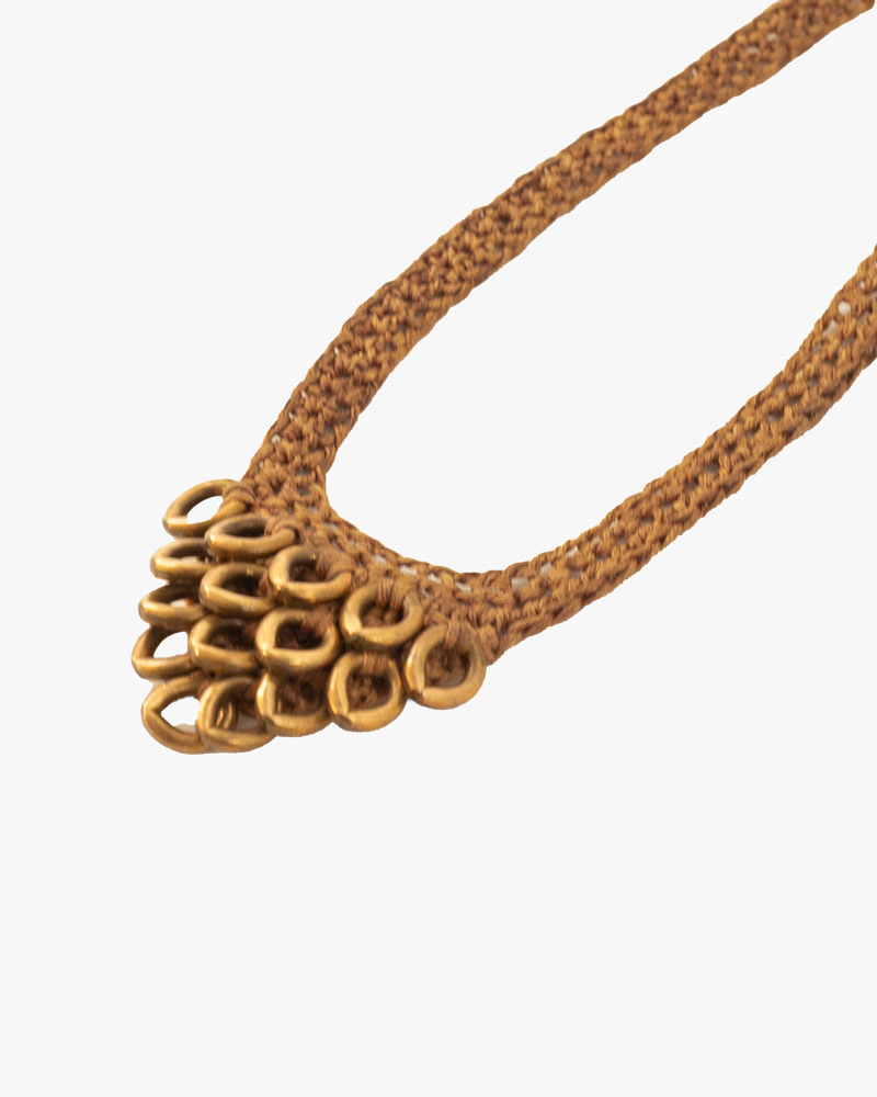 Boet x Kiriko Necklace, Crocheted Artichoke, Kakishibu (Persimmon-Dyed)