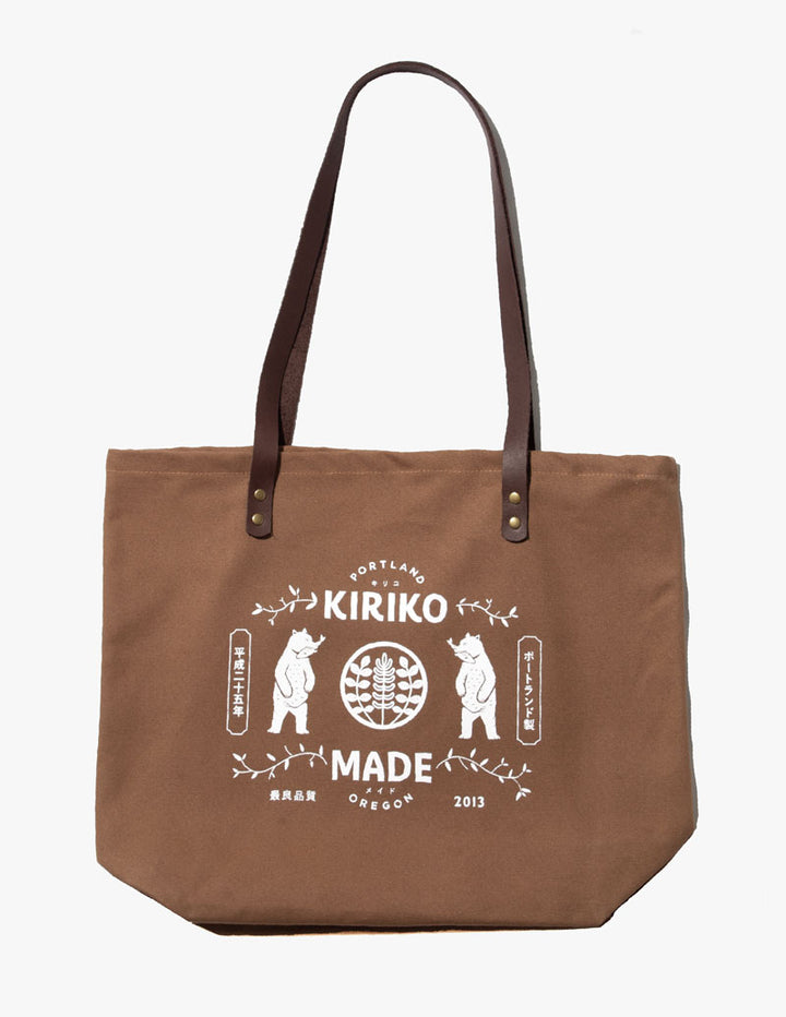 Kiriko Original Large Tote Bag, Canvas, Brown Bear