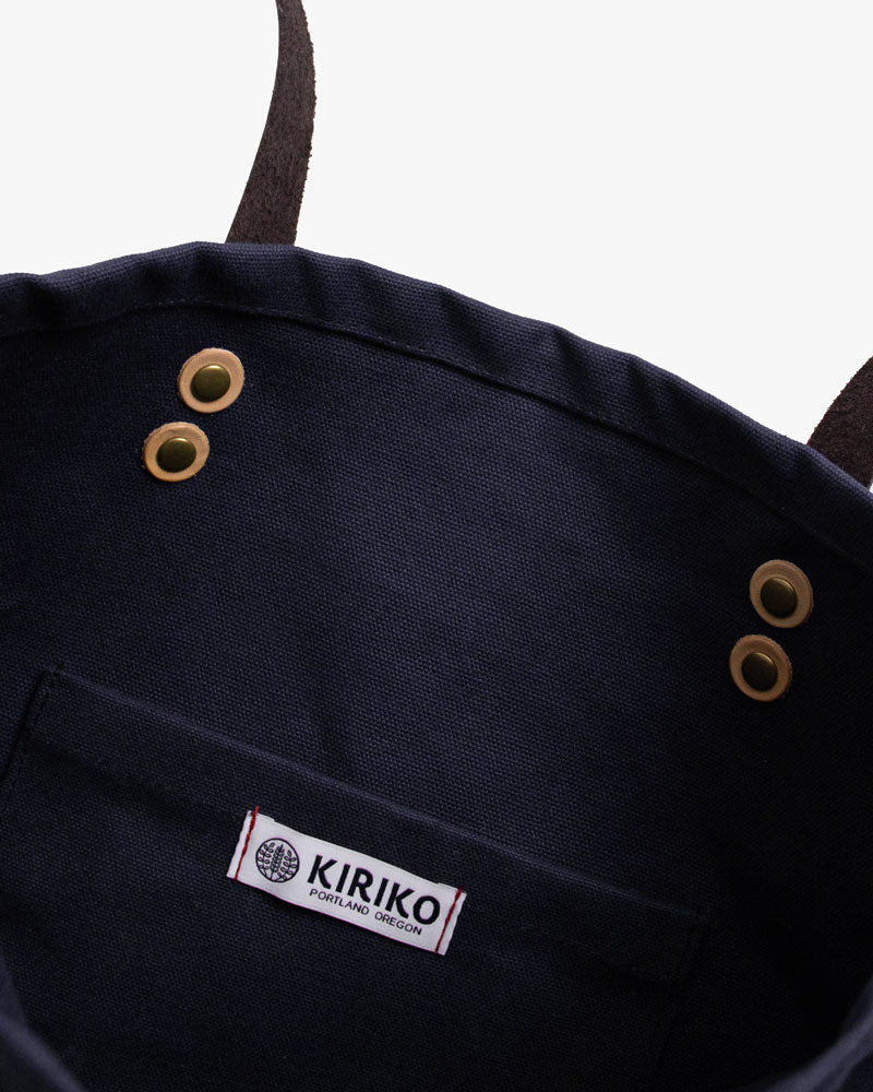 Kiriko Original Small Tote Bag, Canvas, Navy Logo