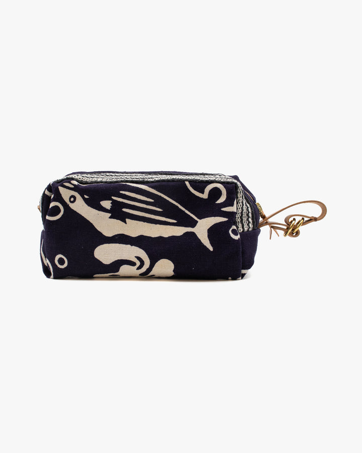 Kiriko Original Dopp Kit, Maekake, Dark Indigo with White Belt