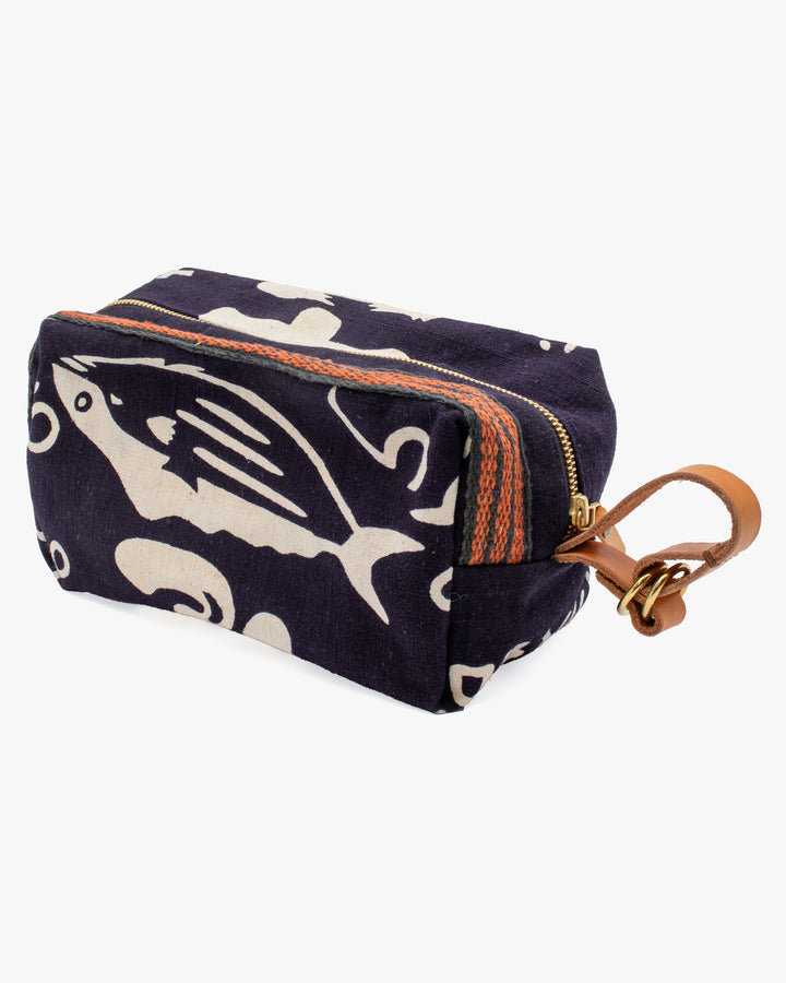 Kiriko Original Dopp Kit, Maekake, Dark Indigo with Orange Belt