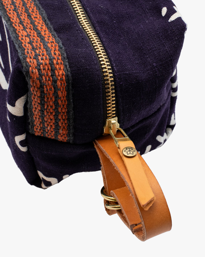 Kiriko Original Dopp Kit, Maekake, Dark Indigo with Orange Belt