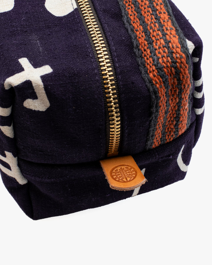 Kiriko Original Dopp Kit, Maekake, Dark Indigo with Orange Belt