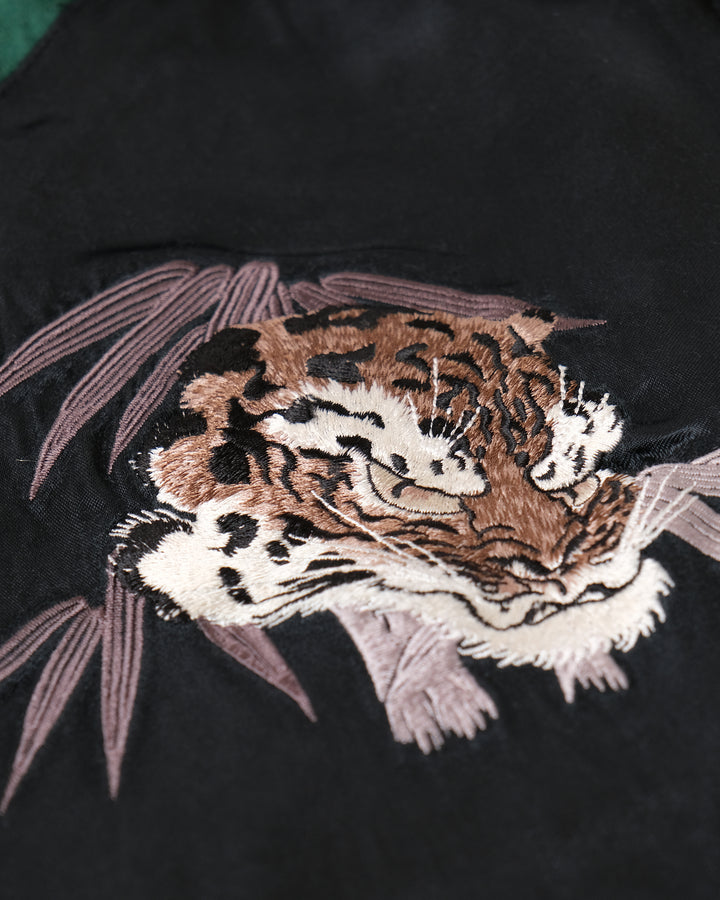 Japanese Repro Souvenir Jacket, Reversible, XL, Japanese Classic Script, Tigers on Black and Green