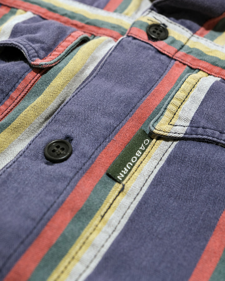 Japanese Repro Long-Sleeve Shirt, S, Nigel Cabourn, Blue with Multicolor Stripes