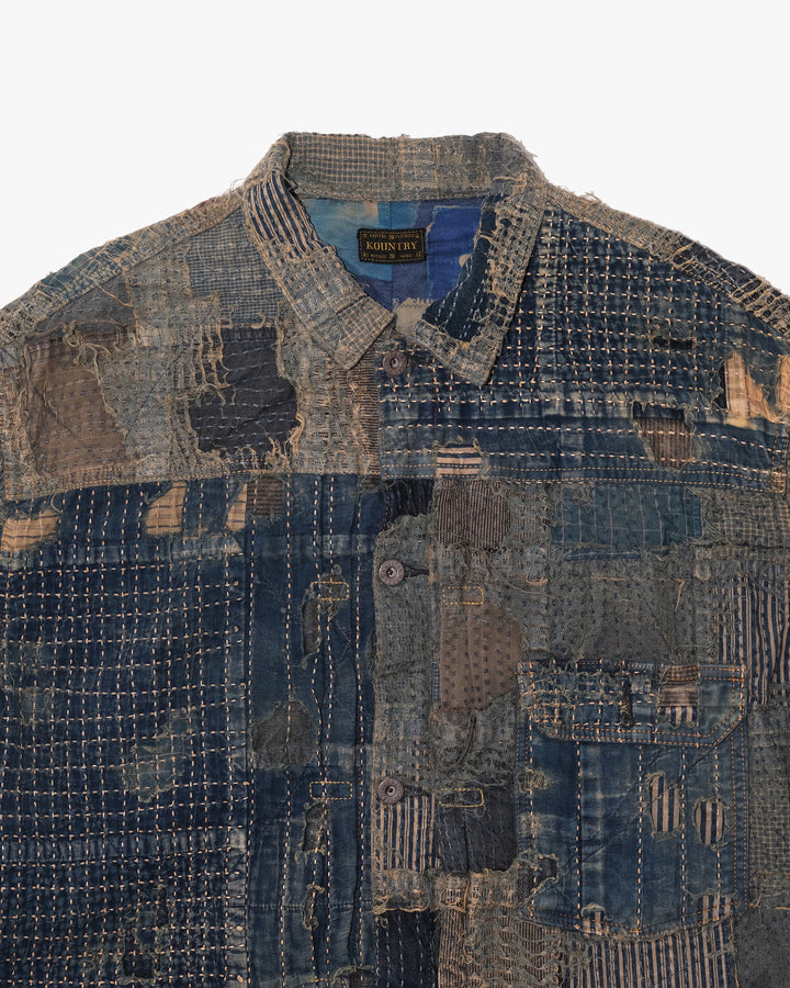 Japanese Repro Jacket, XXL, Kapital, Indigo Boro Patchwork with Sashiko Stitching