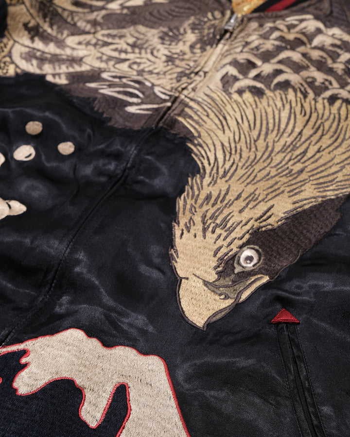 Japanese Repro Souvenir Jacket, Reversible, XL, Japanese Classic Script, Eagle with Gold and Black