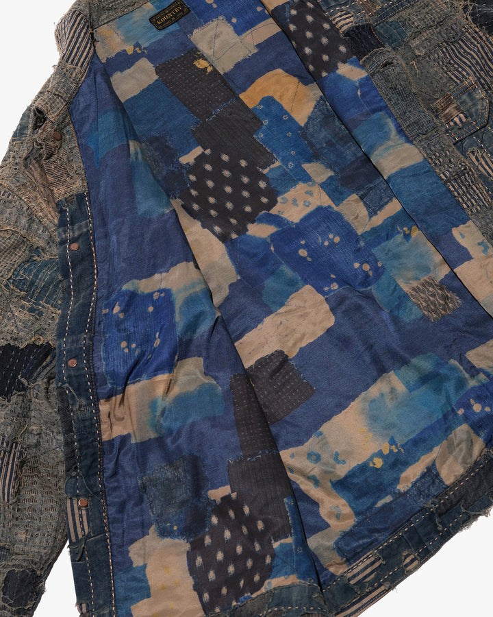 Japanese Repro Jacket, XXL, Kapital, Indigo Boro Patchwork with Sashiko Stitching
