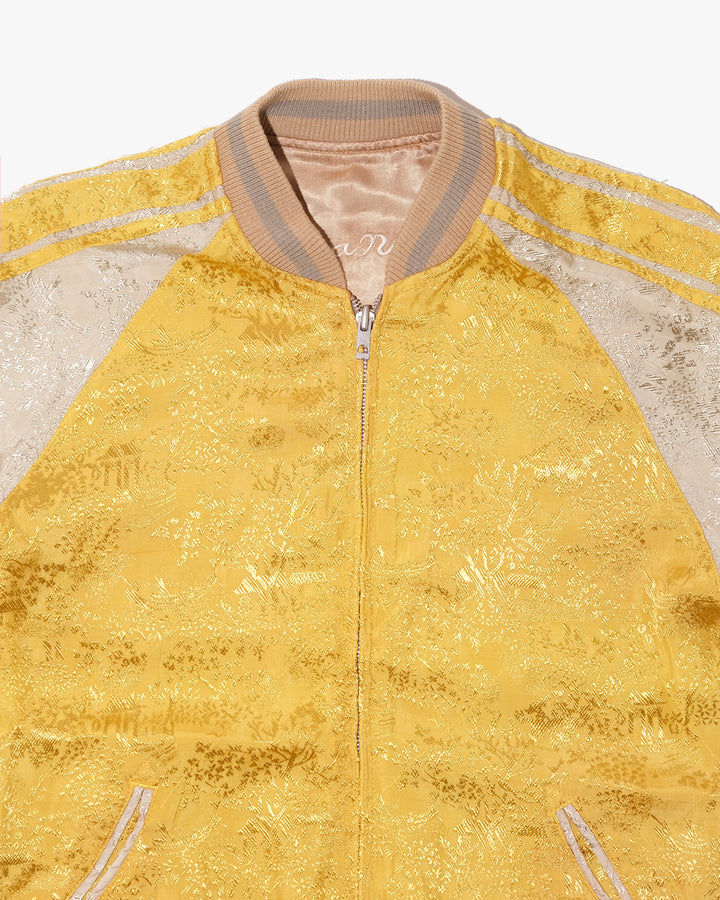Japanese Repro Souvenir Jacket, Reversible, M, Japanese Classic Script, Mt. Fuji and Hawk on Gold