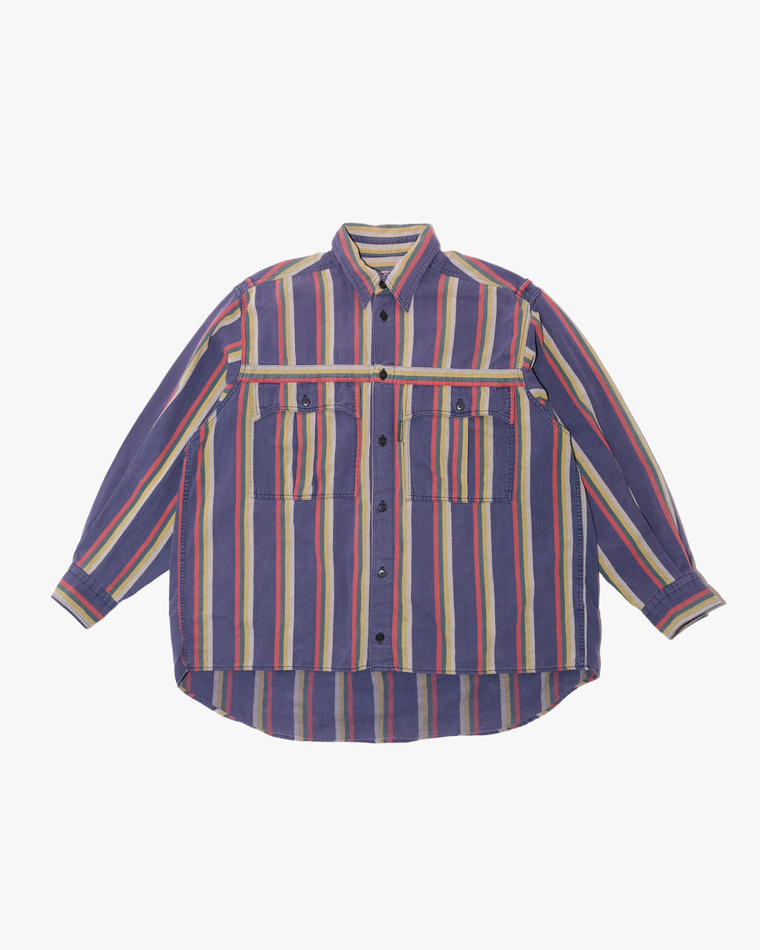 Japanese Repro Long-Sleeve Shirt, S, Nigel Cabourn, Blue with Multicolor Stripes