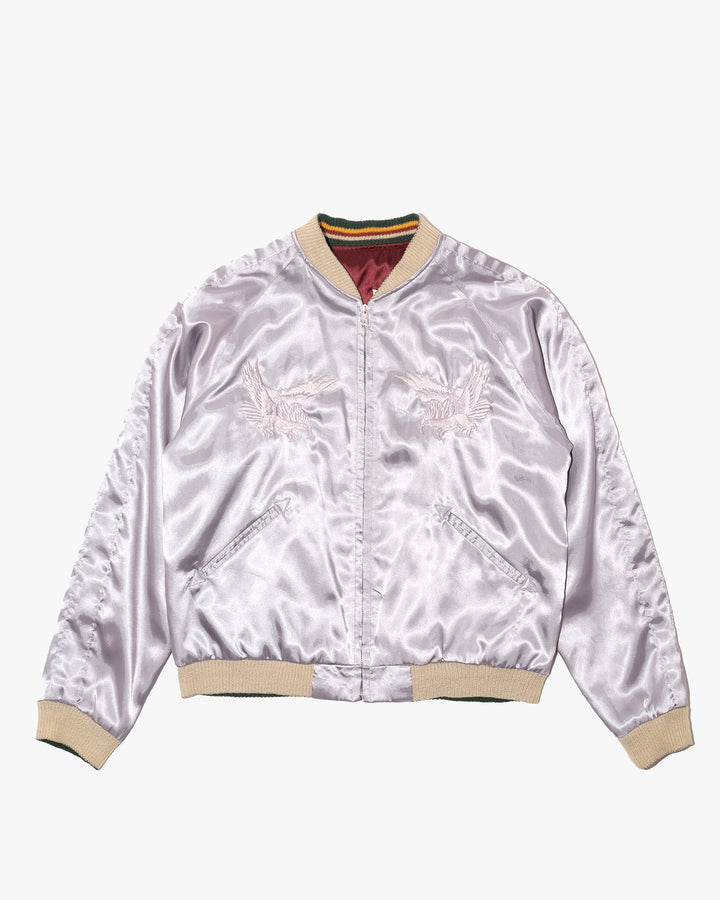 Japanese Repro Souvenir Jacket, Reversible, L, Toyo Enterprises, Okinawa Marines on Maroon and Silver