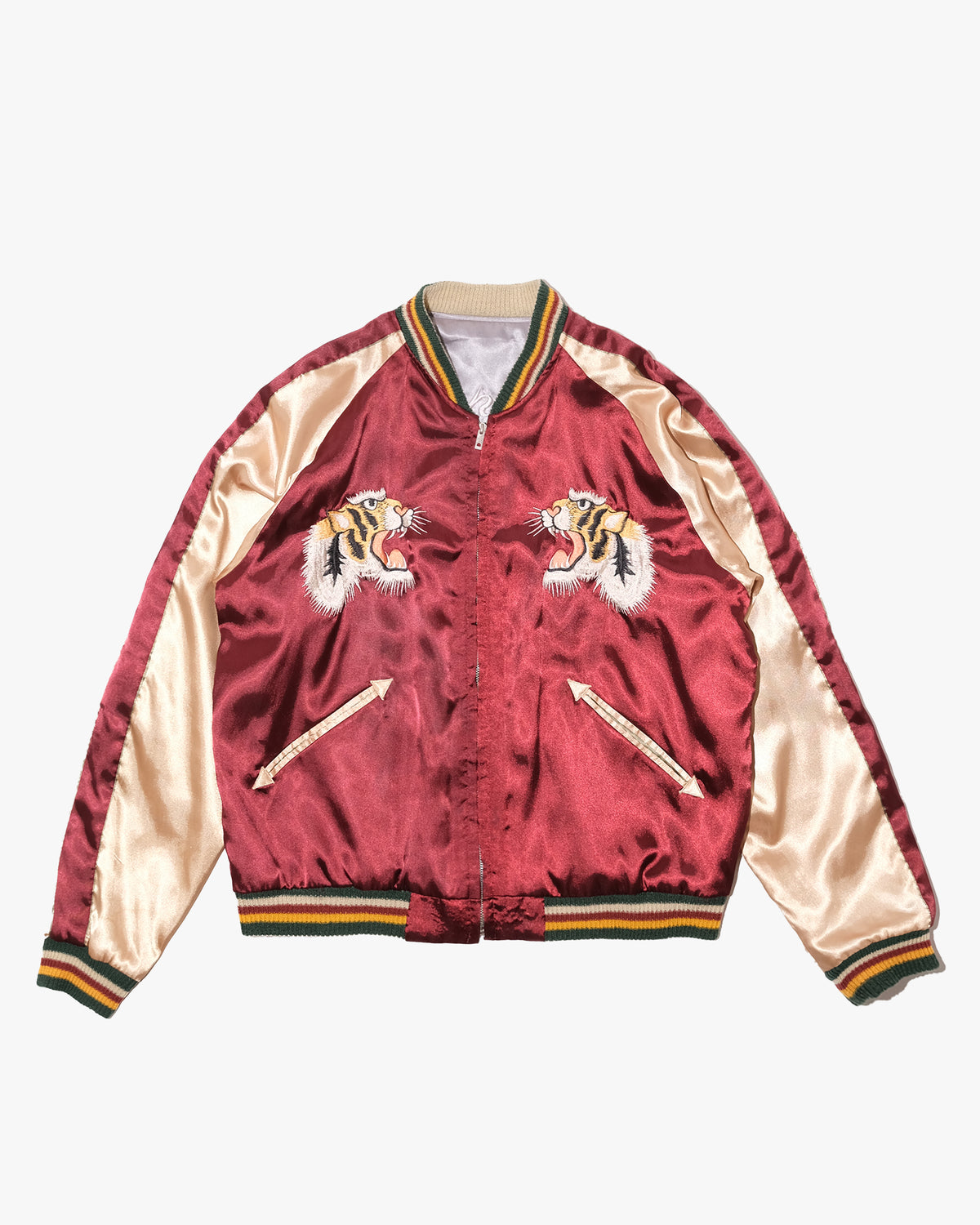 Japanese Repro Souvenir Jacket, Reversible, L, Toyo Enterprises, Okinawa Marines on Maroon and Silver