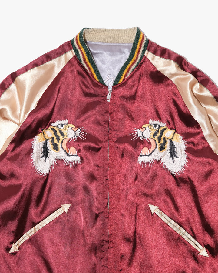 Japanese Repro Souvenir Jacket, Reversible, L, Toyo Enterprises, Okinawa Marines on Maroon and Silver