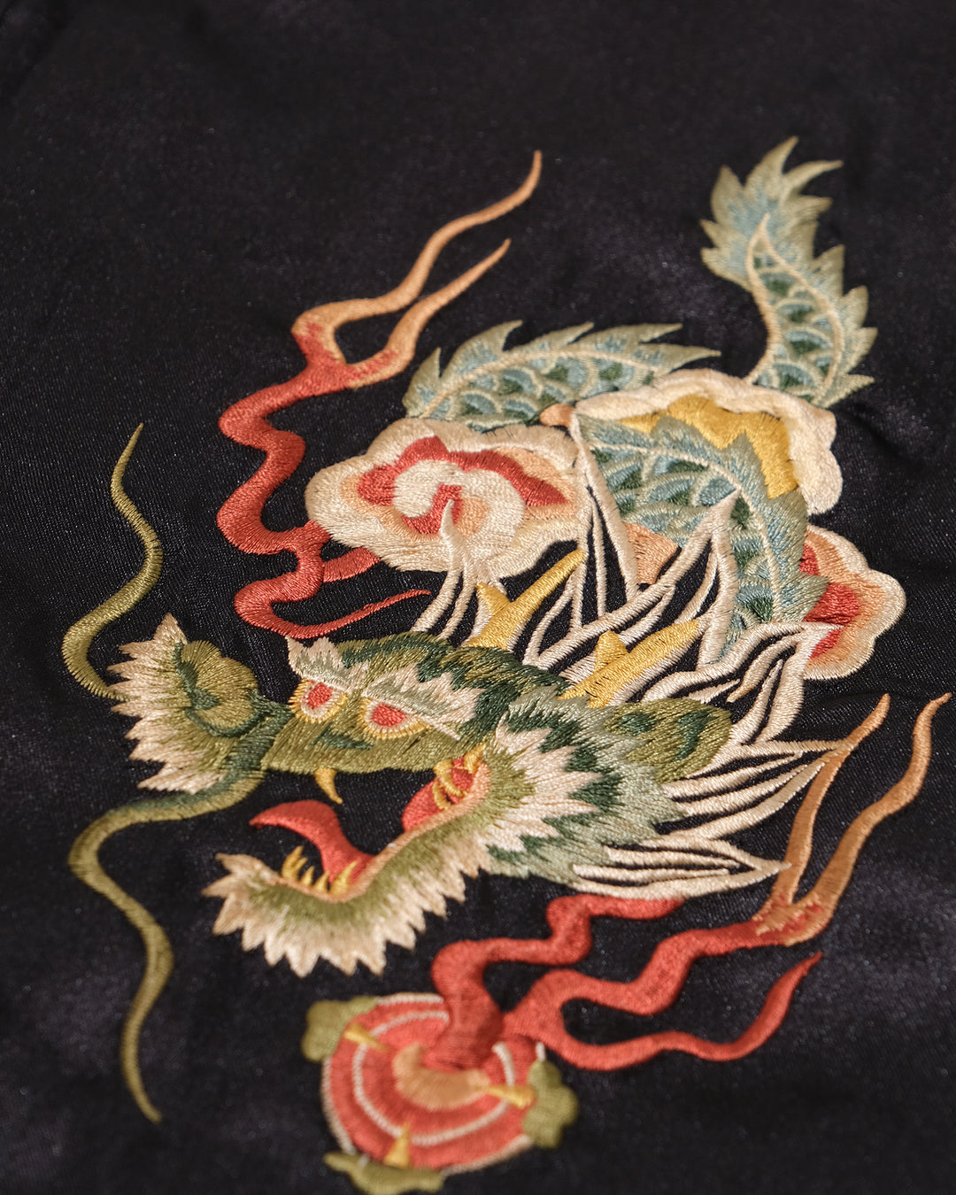Japanese Repro Souvenir Jacket, Reversible, L, Toyo Enterprises, Dragon in Black, Gold, and Brown