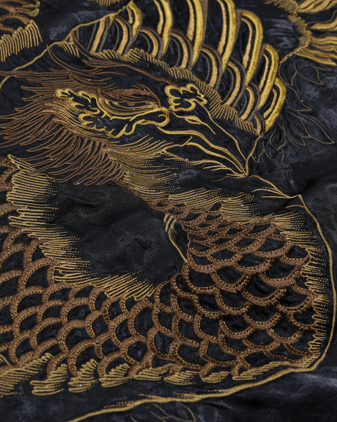 Japanese Repro Souvenir Jacket, Reversible, XL, Japanese Classic Script, Black and Gold Phoenix