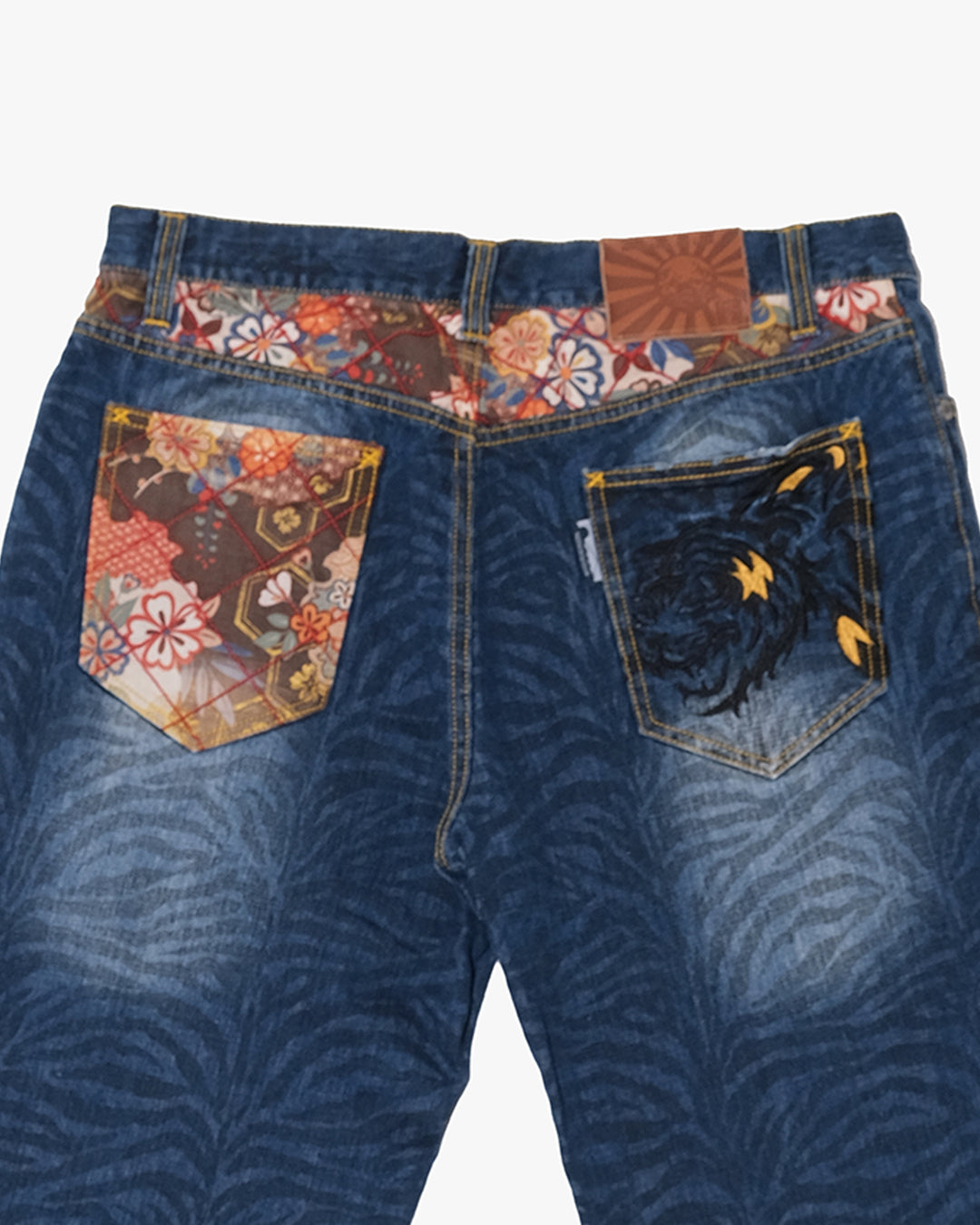 Japanese Repro Denim Jeans, XL, Namitatsu, Dark Wash/Embroidere Tiger