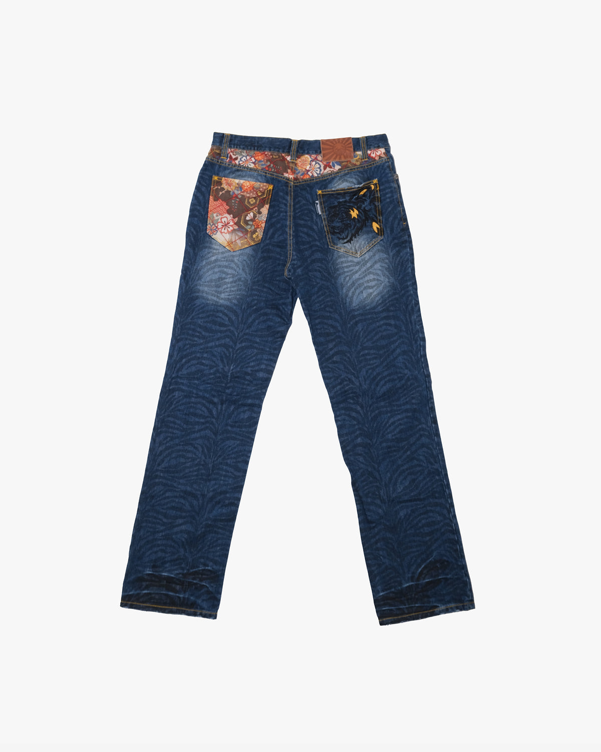 Japanese Repro Denim Jeans, XL, Namitatsu, Dark Wash/Embroidere Tiger