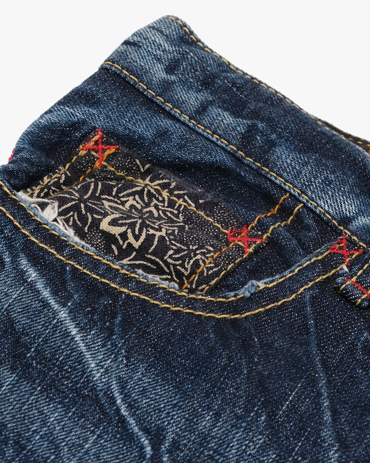 Japanese Repro Denim Jeans, XL, Namitatsu, Dark Wash/Embroidere Tiger