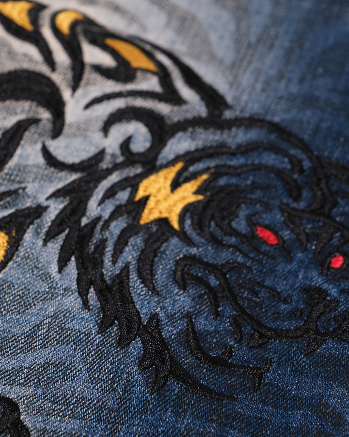 Japanese Repro Denim Jeans, XL, Namitatsu, Dark Wash/Embroidere Tiger