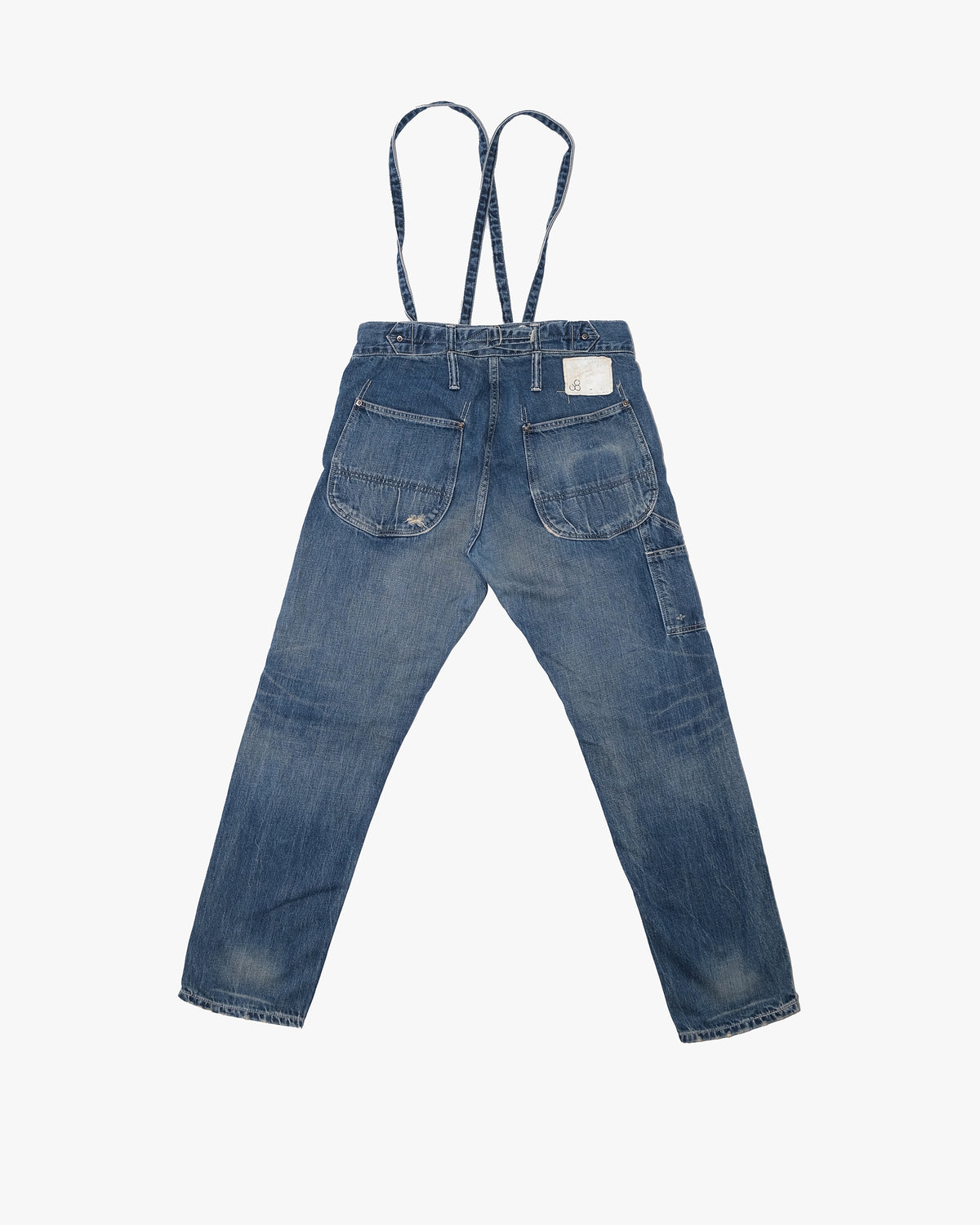 Japanese Repro Denim Jeans with Suspenders, W32, Johnbull Faded Denim