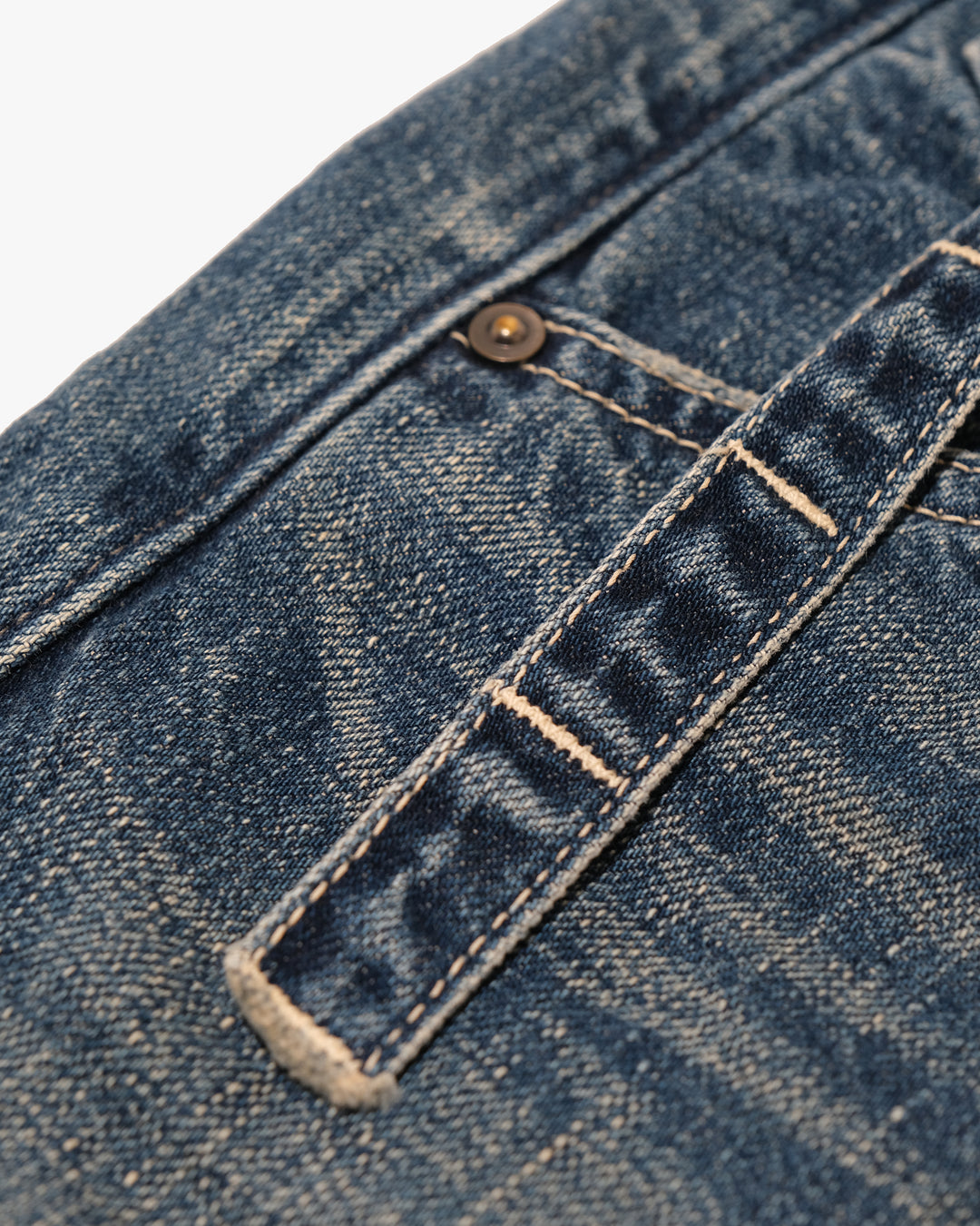 Japanese Repro Denim Jeans with Suspenders, W32, Johnbull Faded Denim
